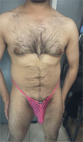 Pink mesh g string